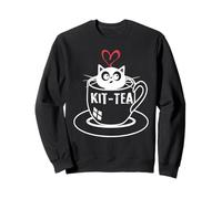 Kit-Tea Cat Lover Tea Lover - Gatto Carino e Divertente Felpa