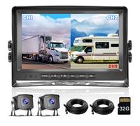 Kit Telecamera di Retromarcia, Monitor HD da 9 pollici + 2 Telecamera Posteriore IP69 Impermeabile, Kit Telecamera e Monitor di Backup per Camion Furgone Rimorchio Autobus