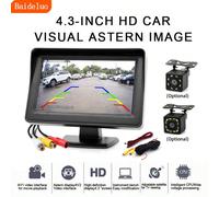 Kit telecamera di retromarcia universale con display da 4,3 pollici, telecamera HD di retromarcia con 8/12 LED, adatto per berline, pick-up, SUV e altri veicoli ABS