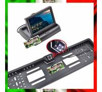 Kit Telecamera Retromarcia + Monitor 4,3" Portatarga LED Visione Notturna Auto