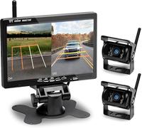 Kit Telecamera Retromarcia Wireless 7" Monitor, 2 Telecamere Posteriore Auto con BSD, Impermeabile IP68, Visione Notturna Supergrandangolo, Installazione Facile per 12-36V Camion, Camper, Furgoni