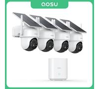Kit telecamera solare AOSU 3MP 4 telecamere wireless 360 ° Visualizza il sistema di telecamere Wi-Fi per telecamere di sicurezza con batteria da 5000 mAh, supporto Alex