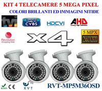 KIT TELECAMERE DA 5 MPX IBRIDE 4 IN 1 OTTIMA VISIONE NOTTURNA REGOLAZIONE OSD