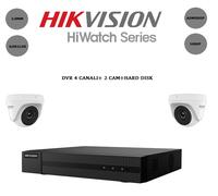 KIT TELECAMERE VIDEOSORVEGLIANZA 4 Canali -2MPX +2CAM HIKVISION1080P+HARDISK