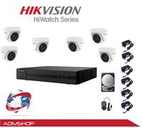 KIT TELECAMERE VIDEOSORVEGLIANZA AHD HIKVISION 1080P 8 CANALI+ 6CAM + HARD DISK