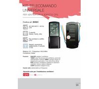 KIT TELECOMANDO UNIVERSALE LUCE VELOCITA' VENTILATORE SOFFITTO MURO CFG EV031