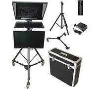 Kit teleprompter portatile da 20 pollici con telaio in vetro regolabile con telecomando e sistema di supporto speciale in alluminio per studio, creazione di video e riprese in diretta (doppio scherm