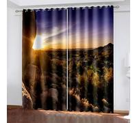 Kit tenda per finestra, sala da pranzo tende casale viola marrone montagna e sole paesaggio poliestere 2 pannelli 213,4 x 137,2 cm