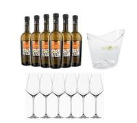 kit Tenuta Ulisse Pecorino Terre d' Abruzzo 2024 Igt 75 cl 6 Bottiglie Con 6 Bicchieri e 1 Secchiello
