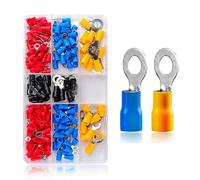 Kit terminale rotondo pressato a freddo, capicorda in rame tipo O da 200 pezzi, 8 modelli, orecchiette preisolate, con pinze a crimpare Capicorda