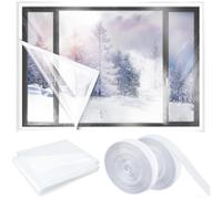 Kit termoretraibile per finestre con nastro sigillante per risparmio energetico, pellicola trasparente per isolamento domestico, 35 x 20 cm (2)