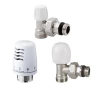 Kit termostatico a squadra tulipano 1/2 Icma | Valvola e Detentore a Squadra con Testa Termostatica a Liquido, Attacco 1/2" per Rame Multistrato Pe-X