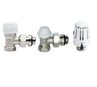 KIT TERMOSTATICO RADIATORE TESTA VALVOLA DETENTORE SQUADRA 1/2 PER TUBO FERRO