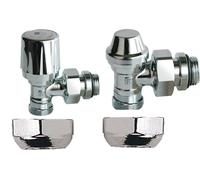 KIT TERMOSTATIZZABILE CROMATO VALVOLA + DETENTORE SQUADRA 1/2 X 12