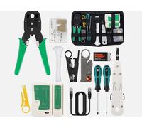 KIT TESTER CAVO DI RETE LAN RJ45 RJ11 RJ12 + PINZA CRIMPATRICE + PLUG + CUSTODIA