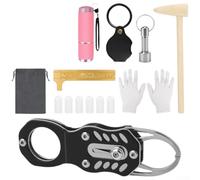 Kit tester valuta multi-strumento per monete d'oro e argento, risonanza per controllo ping con lente d'ingrandimento e martello magnetico, portatile, in acciaio inox, rosa