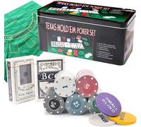 KIT TEXAS 200 FICHES CHIPS 2 MAZZI CARTE POKER PANNO Gettoni KIT HOLD'EM CASINO'