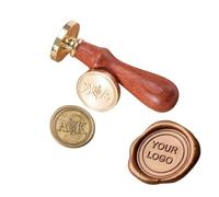 Kit timbro sigillo di ceralacca - Personalizzabile con il tuo disegno/testo, testa in ottone e manico in legno for inviti di nozze e confezioni regalo Timbro fatto a mano