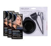 KIT TINTA CAPELLI: 3x Colorazione Permanente, Fino a 100 Giorni Di Colore Intenso, Con Cheratina. 100% Di Copertura Dei Capelli Bianchi + Set Tinta Capelli da 3pz (10_55 BIONDO PLATINO ULTRA)
