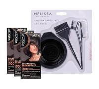 KIT TINTA CAPELLI: 3x Colorazione Permanente, Fino a 100 Giorni Di Colore Intenso, Con Cheratina. 100% Di Copertura Dei Capelli Bianchi + Set Tinta Capelli da 3pz (1_4 NERO BLU)