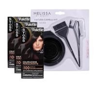 KIT TINTA CAPELLI: 3x Tinta Palette Colorazione Permanente, Crema Colorante Pro, Copertura Capelli Bianchi, Anti-danni + Set Tinta Capelli (1-1 Nero)