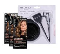 KIT TINTA CAPELLI: 3x Tinta Palette Colorazione Permanente, Crema Colorante Professionale, Copertura Capelli Bianchi, Sistema Anti-danni + Set Tinta Capelli da 3pz (6-8 Biondo Scuro Cioccolato)