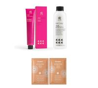 Kit Tinta per Capelli ed Ossigeno 20 Volumi per capelli, Crema Colorante 100ml, Ossidante 150ml + Omaggio Campioncini Shampoo e Maschera a base di Keratina