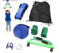 Kit tirolese per giardino - Set da gioco con puleggia in ABS resistente all'usura | Kit avventura all'aperto Safe Slacklíne per gli appassionati di 5 anni in su, componenti zip durevole