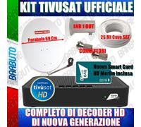 KIT TIVUSAT COMPLETO CON PARABOLA 60 + LNB SINGOLO + DECODER TIVUSAT HD