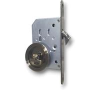 Kit Tondo con Serratura e Chiave per Porte Scorrevoli - Zama, Foro Ø48mm, Maniglia con Serratura, 2 Vaschette + Ditale di Trascinamento - Design Moderno, Sicuro e Facile da Installare (Bronzo)