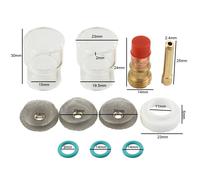 Kit Torcia Saldatura TIG Obiettivo Gas 332 12 Coppe 24mm Colletto per WP17 WP18