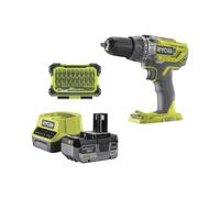 Ryobi R18PD3-140SA Trapano a Percussione 18V ONE+ con Batteria 4.0 Ah, Caricabatterie, Set 31 Inserti e Borsa, Mandrino 13 mm, 50 Nm, 2 Velocità