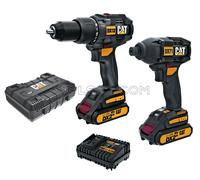 KIT TRAPANO A PERCUSSIONE DX12 + AVVITATORE A IMPULSI DX71 A BATTERIA CAT DX12K