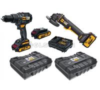 KIT TRAPANO A PERCUSSIONE DX12 SMERIGLIATRICE DX31B VALIGETTE E BATTERIE 18V CAT