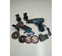 KIT TRAPANO AVVITATORE MINI SMERIGLIATRICE FLEX 2 BATTERIE 76MM 48V 2AH+4 DISCHI