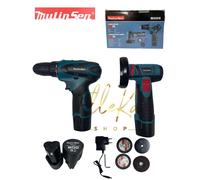 KIT TRAPANO AVVITATORE MINI SMERIGLIATRICE FLEX 2 BATTERIE 76MM 48V 2AH 4 DISCHI