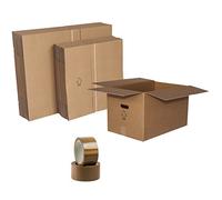 KIT TRASLOCO COMPLETO S (Monolocale/Piccolo Trasloco) - 10 scatole doppia onda con accessori imballaggio - cartone resistente per libri e fragili