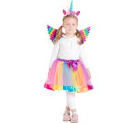 Kit Travestimento Carnevale Unicorno Rainbow Unicorn Tutù Ali e altro Bambina