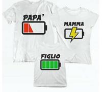KIT TRE MAGLIETTE STAMPATE : UNA PER IL PADRE UNA PER LA MAMMA UNA PER FIGLIO/A