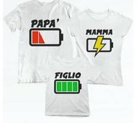 KIT TRE MAGLIETTE STAMPATE : UNA PER IL PADRE UNA PER LA MAMMA UNA PER FIGLIO/A