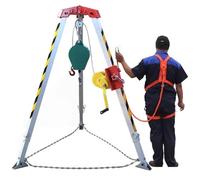 Kit treppiede di salvataggio dello spazio limitato, altezza regolabile, verricello autobloccante da 29,9 m, dispositivo di sicurezza telescopico, imbracatura di sicurezza completa per la sicurezza del