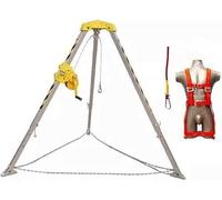 Kit treppiede di salvataggio di emergenza, argano in lega di alluminio resistente da 544 kg e cintura di sicurezza per salvataggio in spazi ristretti, fognature e operazioni di emergenza a testa di