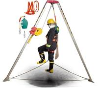 Kit treppiede di salvataggio in spazi confinati - Gambe in alluminio regolabili per fogna, testa di pozzo e grotte sotterranee - Capacità 544,3 kg, verricello da 15,8 m per soccorso antincendio