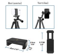 Kit treppiede multifunzionale, supporto in alluminio incredibilmente leggero con supporto universale per telefono e tablet, ideale per registrazioni