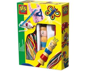 Kit Tricotino in Legno SES Creative con Ferro da Calza Punnik e Fili Colorati