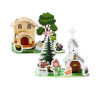Kit Tridimensionale per bambini, Edificio architettonico di cartoni animati tridimensionali, Progetto di produzione di scene in miniatura, Attività di interazione per bambini, Prees