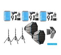 Kit triplo Nanlite FC-60B LED Bi-colour Spot Light (con custodia, stativo, fresnel e softbox)