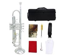 Kit Tromba Standard In Sib, Con Custodia Rigida, Bocchino, Panno E Guanti, Adulti In Ottone Suonano Strumenti A Fiato Occidentali, For Bambini E Adulti Principianti (Color : Silver)