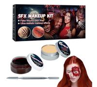Kit Trucco Effetti Speciali,Kit 2 in 1 Halloween per Finte Croste e Sangue Finto | Prodotti Realistici per Pittura Corpo Ferite Zombie Nasi Costumi Donne Uomini Adulti Carnevale Dolcetto Scherzetto