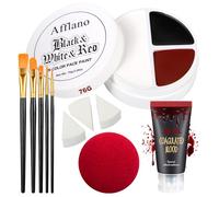 Kit Trucco Halloween Sangue Finto Effetti Speciali, Pittura Viso e Corpo Goth Clown Rosso Nero Bianco per Bambini e Adulti, Sangue Scenico per Costumi da Vampiro Zombie Cosplay Trucco Horror**